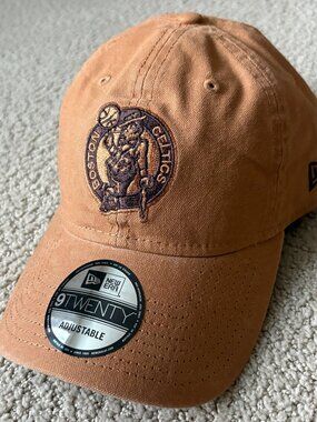 New Era Boston Celtics 9TWENTY Brown Canvas Strapback Adjustable Hat OSFM NWT
